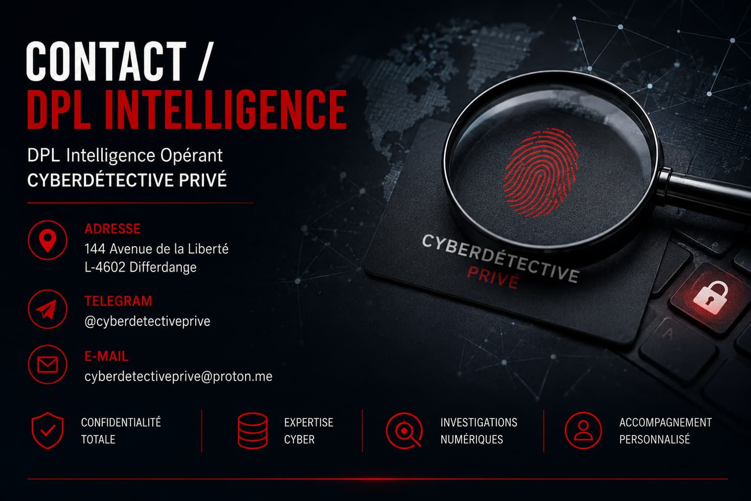 Contact DPL Intelligence Cyberdétective Privé Luxembourg