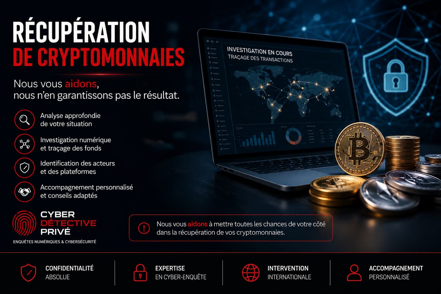 Récupération de cryptomonnaies – enquête numérique et traçage des transactions pour accompagner les victimes de fraude crypto