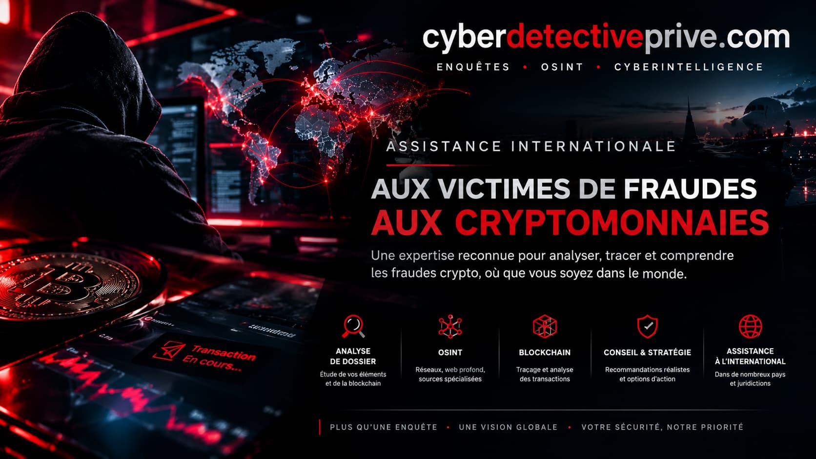 Assistance internationale aux victimes de fraudes aux cryptomonnaies par Cyber Détective Privé